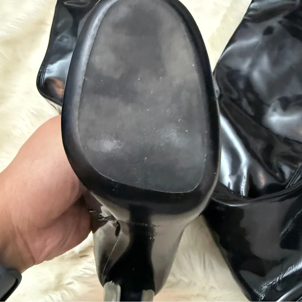Black Emporio Armani Patent Over-The-Knee Heeled Boots Size 37